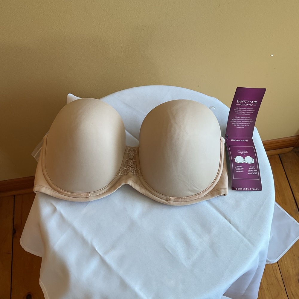 Vanity Fair Women's Tan 5 Way Strapless Bra 38D NWT